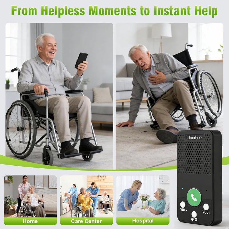 ChunHee 2 Way intercom System for Elderly, Full Duplex Hands Free Talk Wireless Intercom System, Push to Talk | 1000mAh Battery | No WiFi | Cell Needed (2-Pack) - Image 5